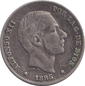 1885 SILVER 20 CENTAVOS SPAIN