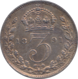 1891 THREEPENCE ( GF )