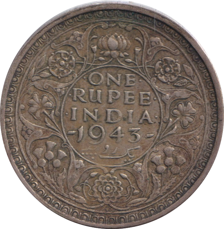 1943 SILVER ONE RUPEE INDIA