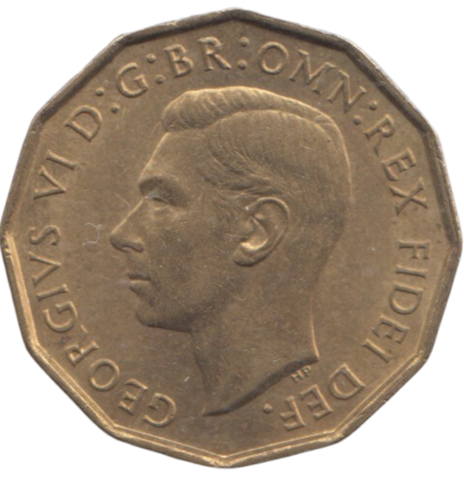 1951 BRASS THREEPENCE ( AUNC ) REF 12