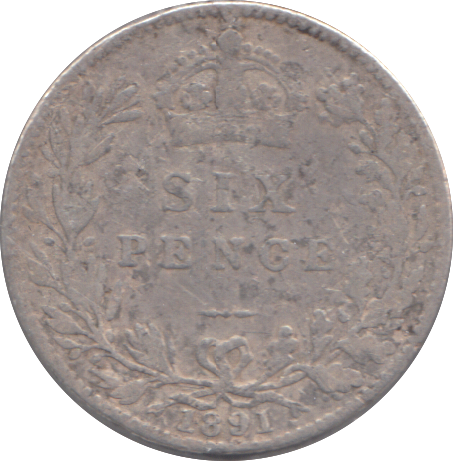 1891 SIXPENCE ( NF )