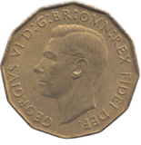 1951 BRASS THREEPENCE ( AUNC ) REF 11