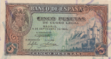 1940 5 PESTAS BANKNOTE SPAIN REF-1645