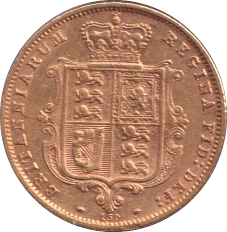 1877 GOLD HALF SOVEREIGN DIE 150 ( EF )