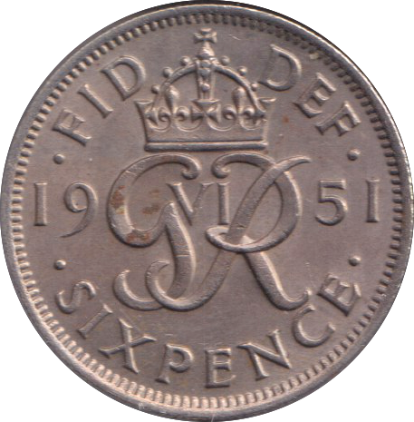 1951 SIXPENCE ( UNC )