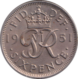 1951 SIXPENCE ( UNC )