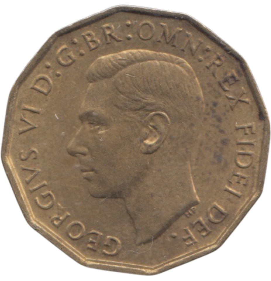 1951 BRASS THREEPENCE ( AUNC ) REF 10