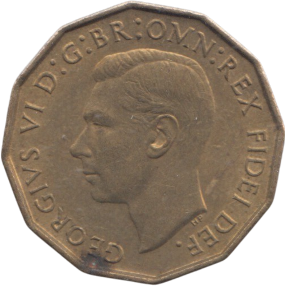 1951 BRASS THREEPENCE ( AUNC ) REF 21