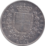 1876 SILVER 5 LIRA ITLAY
