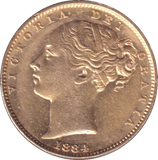 1884 GOLD SOVEREIGN ( AUNC ) MELBOURNE MINT
