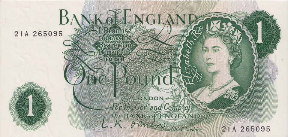 ONE POUND BANKNOTE BANK OF ENGLAND O'BRIEN £1-46