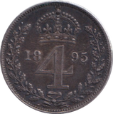 1895 MAUNDY FOURPENCE ( VF )