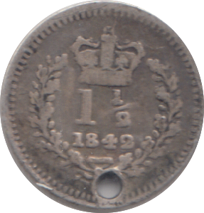 1842 HOLED THREE HALFPENCE ( FINE )