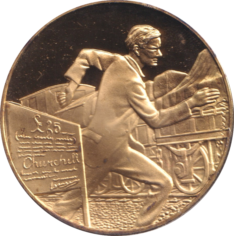 1974 SILVER GOLD PLATED WINSTON CHURCHILL BOER WAR MEDALLION