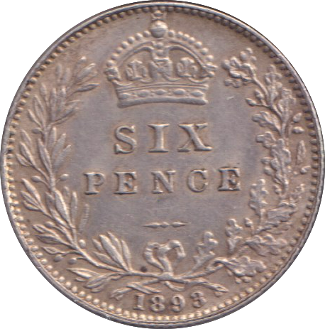 1893 SIXPENCE ( EF )