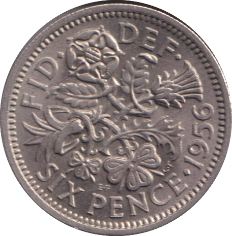 1956 SIXPENCE ( BU )