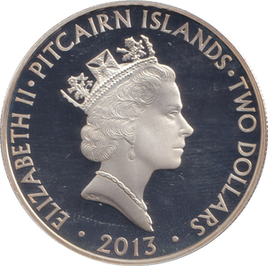 2013 SILVER PROOF 2 DOLLAR PITCAIRN ISLANDS