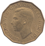 1951 BRASS THREEPENCE ( AUNC ) REF 7