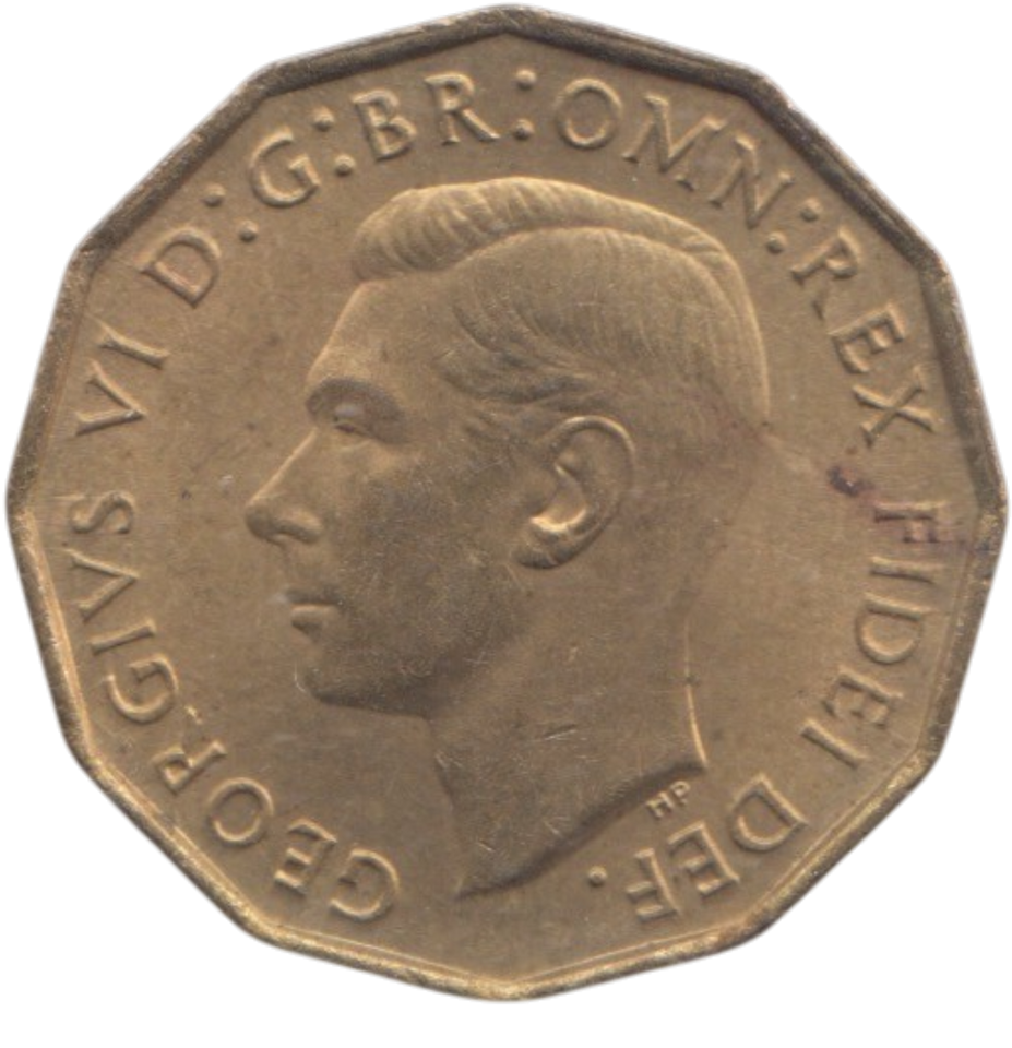 1951 BRASS THREEPENCE ( AUNC ) REF 25