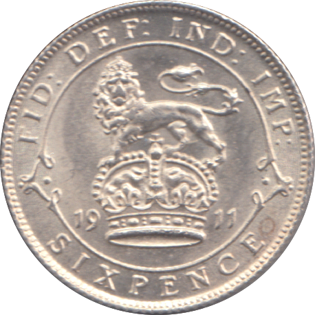 1911 SIXPENCE ( UNC )
