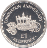 1993 SILVER PROOF ONE POUND CORONATION ANNIVERSARY ALDERNEY