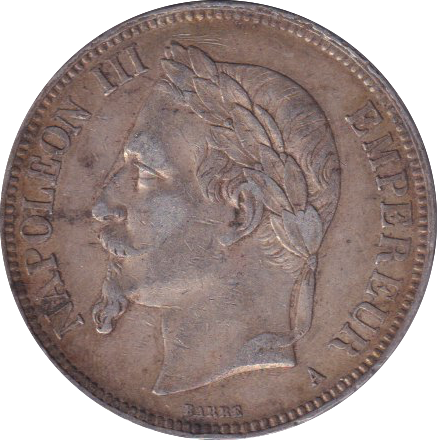 1870 SILVER 5 FRANC FRANCE