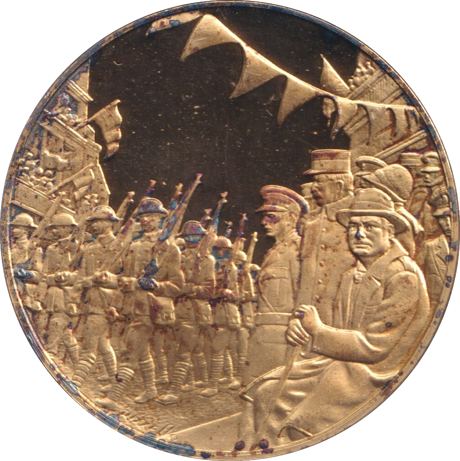 1974 SILVER GOLD PLATED WINSTON CHURCHILL LIBERATION MARCH MEDALLION