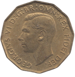 1951 BRASS THREEPENCE ( AUNC ) REF 24