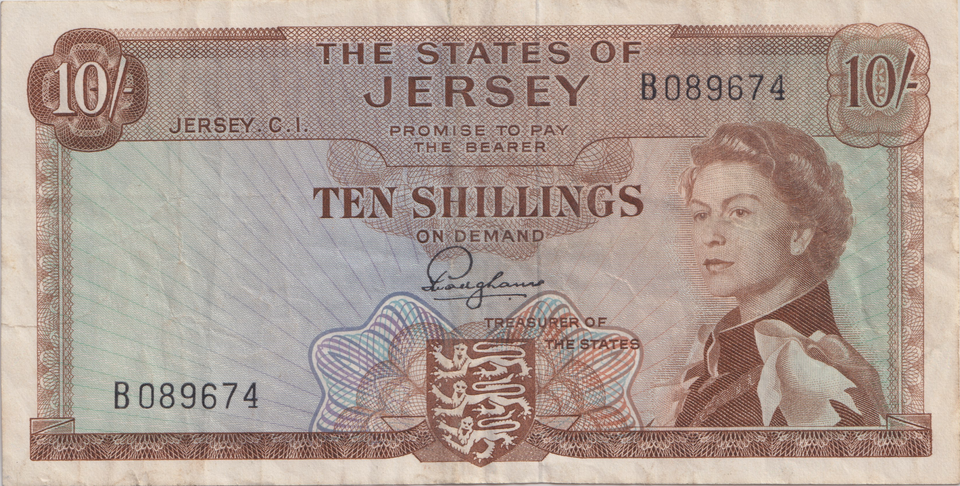 1963 TEN SHILLINGS JERSEY BANKNOTE REF-1818