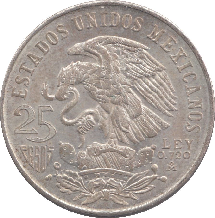 1968 SILVER MEXICO 25 PESTAS