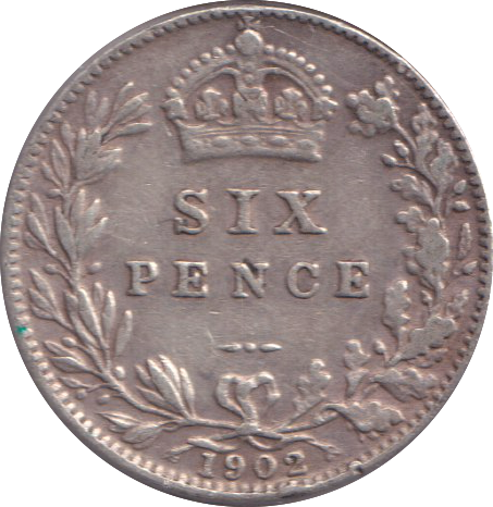 1902 SIXPENCE ( VF )