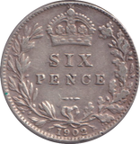 1902 SIXPENCE ( VF )