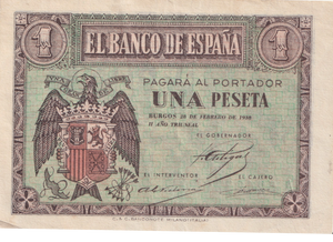 1938 1 PESTA SPAIN BANKNOTE REF-1860