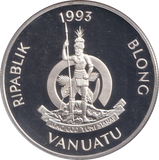 1993 SILVER PROOF FIFTY VATU VANUATU