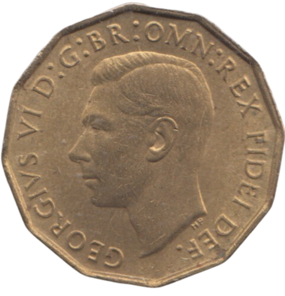 1951 BRASS THREEPENCE ( AUNC ) REF 5