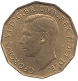 1951 BRASS THREEPENCE ( AUNC ) REF 5