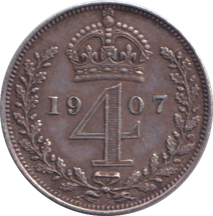 1907 MAUNDY FOURPENCE ( EF )