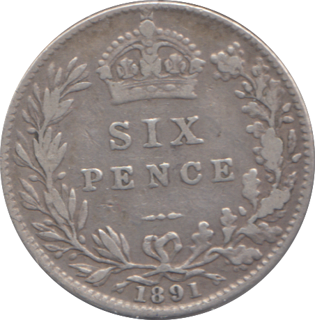1891 SIXPENCE ( NF )
