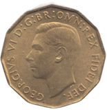 1951 BRASS THREEPENCE ( AUNC ) REF 23