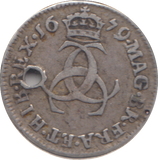 1679 HOLED MAUNDY THREEPENCE ( GF )