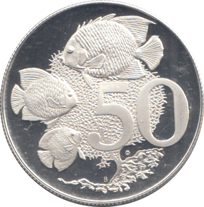 1974 SILVER PROOF CAYMAN ISLANDS 50 CENTS