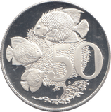 1974 SILVER PROOF CAYMAN ISLANDS 50 CENTS