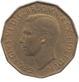 1951 BRASS THREEPENCE ( AUNC ) REF 3