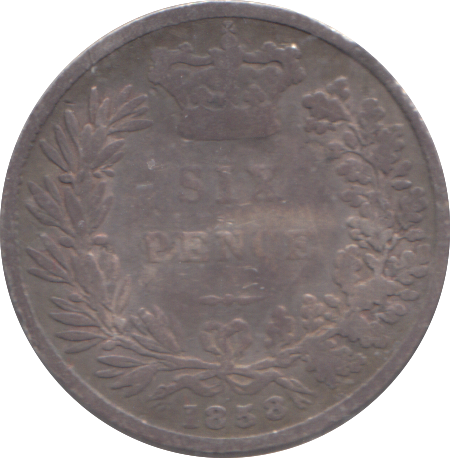 1858 SIXPENCE ( NF )