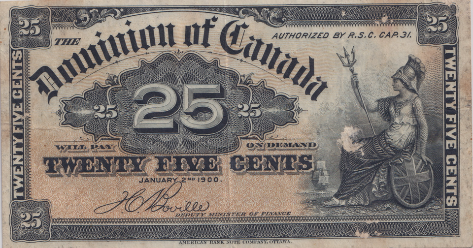 1900 TWENTY FIVE CENTS CANADA BANKNOTE REF-1772