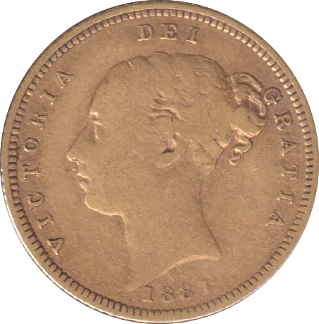 1881 GOLD HALF SOVEREIGN ( FINE )