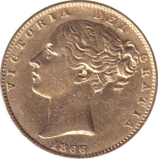 1866 GOLD SOVEREIGN ( EF )