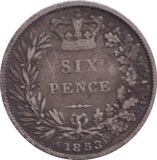 1853 SIXPENCE ( FINE )