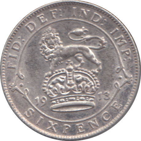 1913 SIXPENCE ( AUNC )