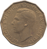 1951 BRASS THREEPENCE ( AUNC ) REF 2